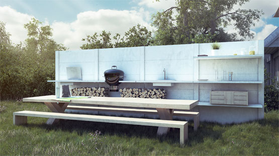 luxe buitenkeuken van intrieur ontwerper Piet-Jan van den Kommer